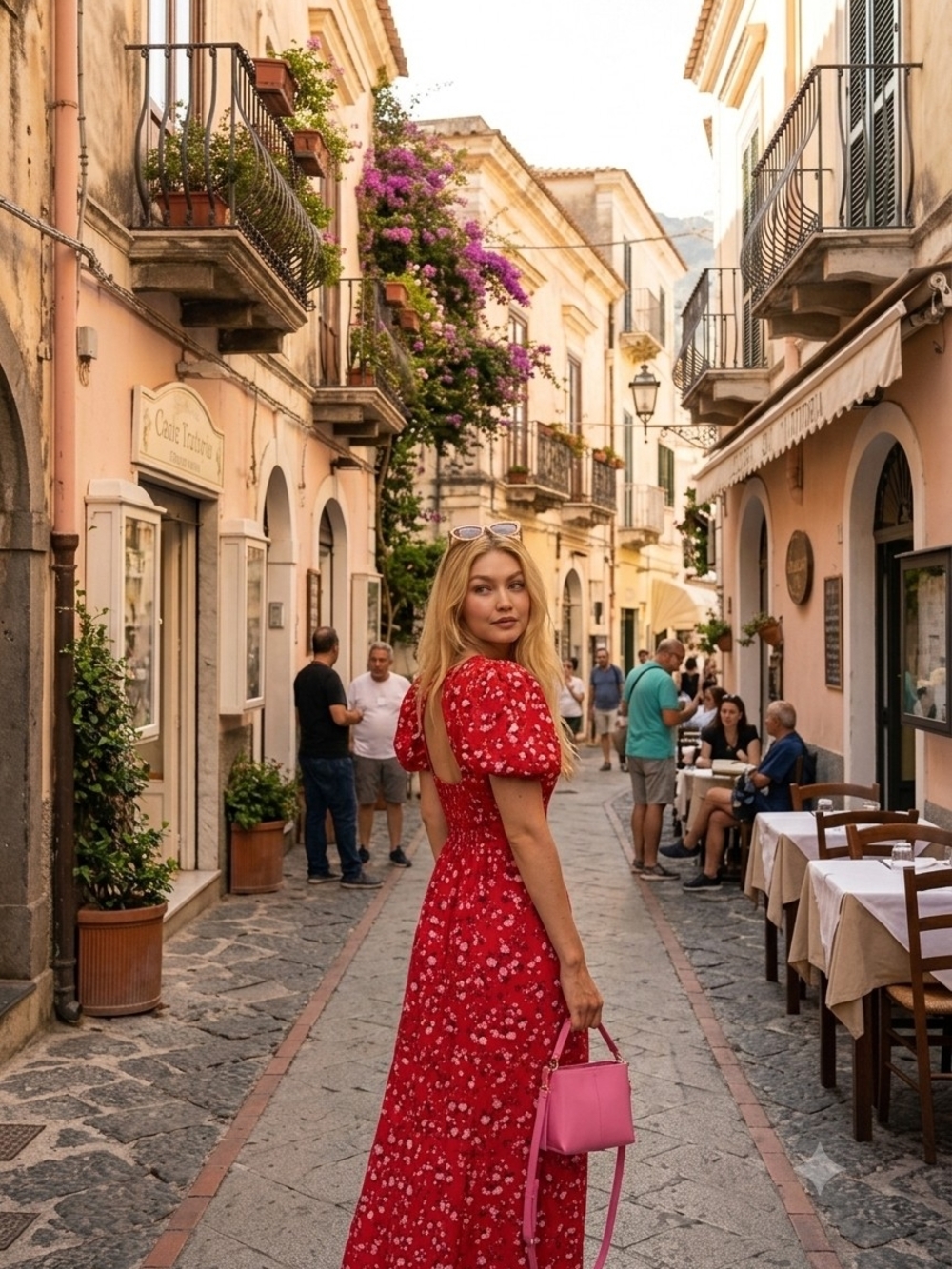 Old Navy Red Floral Puff-Sleeve Maxi Dress